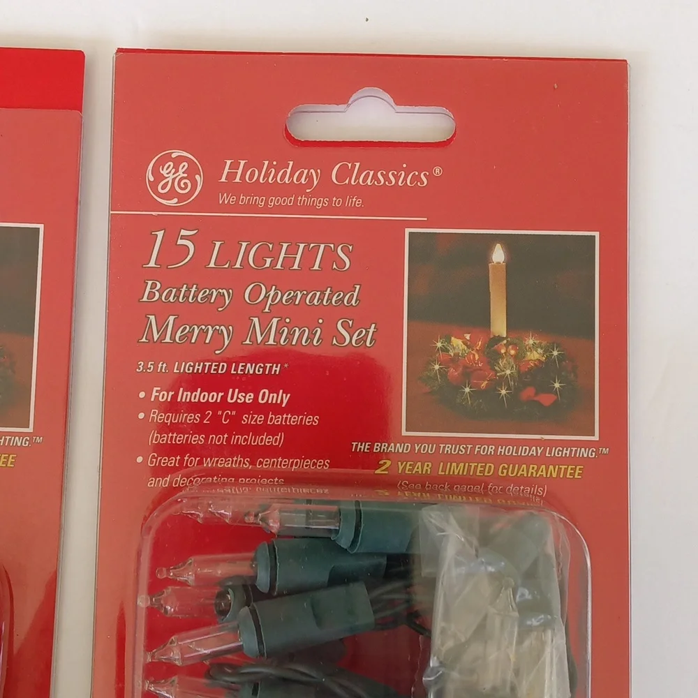 GE Holiday Classics Battery Operated 15 Light Set -- Set of 2
